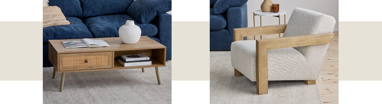 JETT coffee table and ALCOBA accent chair