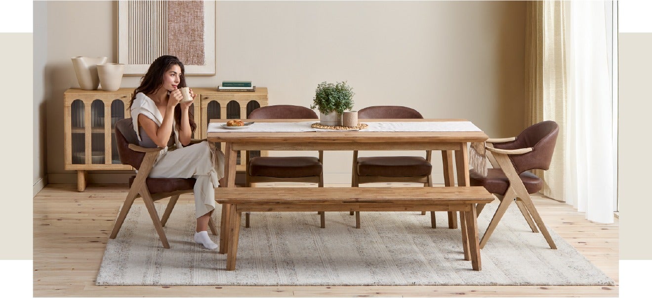 KABBANN table de salle à manger en bois d'acacia 180 cm