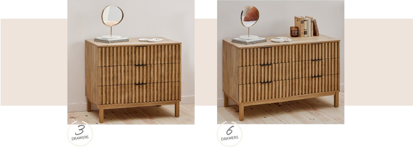 RIONA 3-drawer dresser and 6-drawer dresser