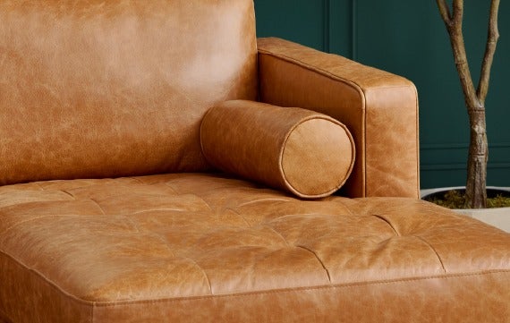 KINSEY 100% leather sectional sofa