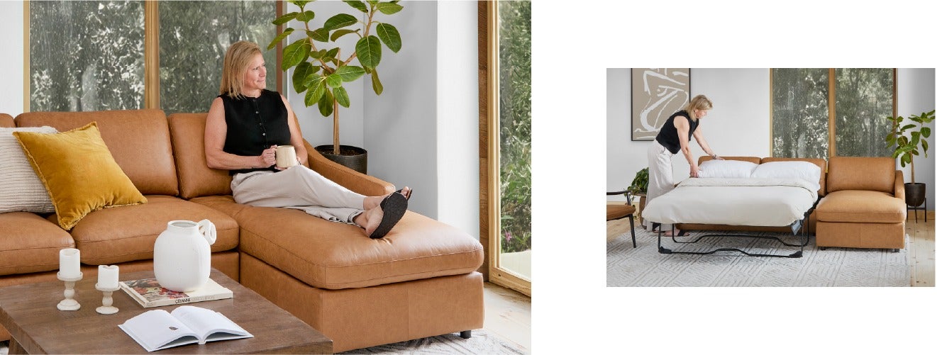 LIMA 100% leather sofa bed