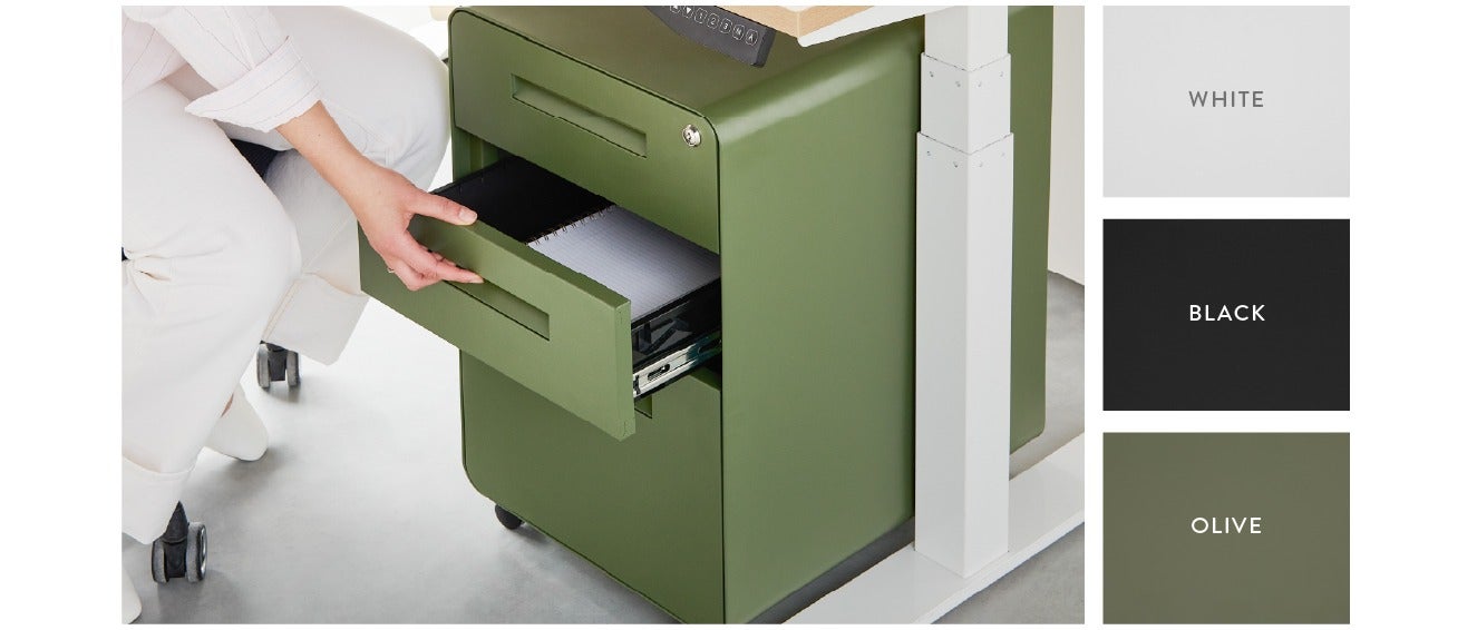 ERNESTO filing cabinet available in black, white or green