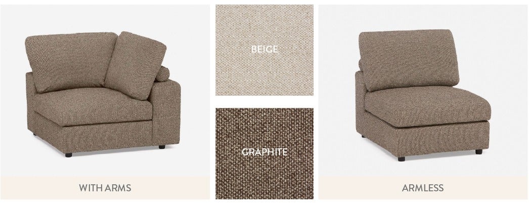 with arms, armless, Beige, graphite