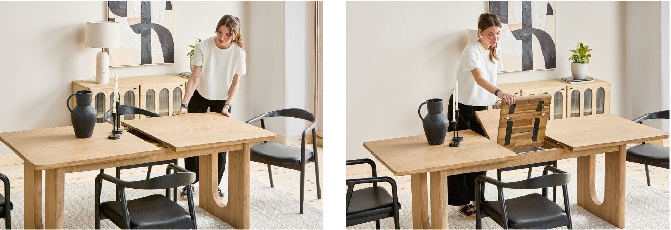 PRIYA extendable acacia wood dining table 180 to 220 cm