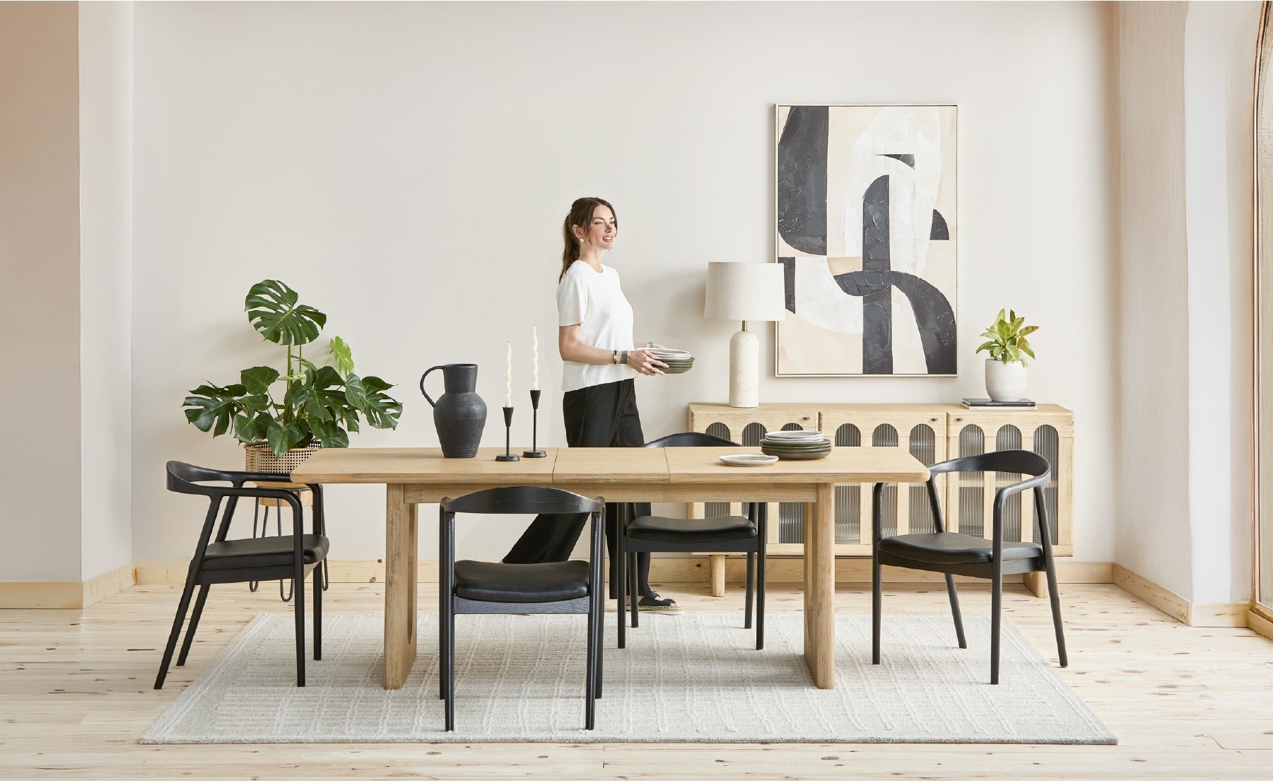 PRIYA table à rallonges en bois d'acacia 180 à 220 cm