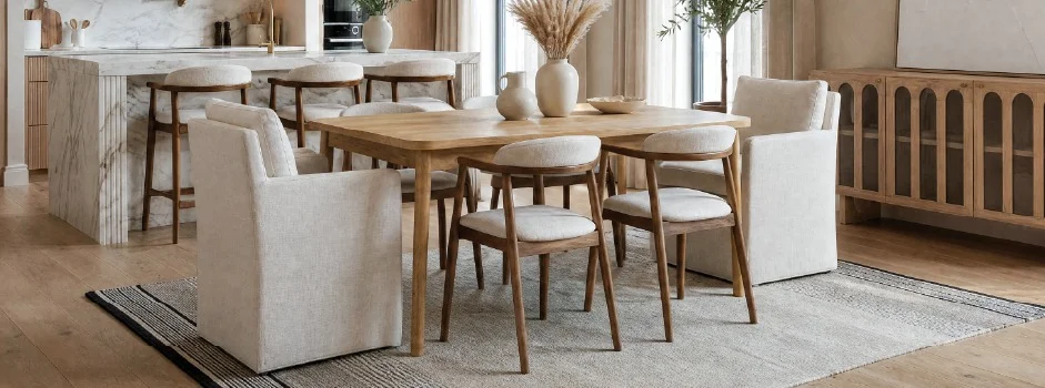 DALTON - rustic farmhouse extendable acacia wood dining table 180cm - Natural