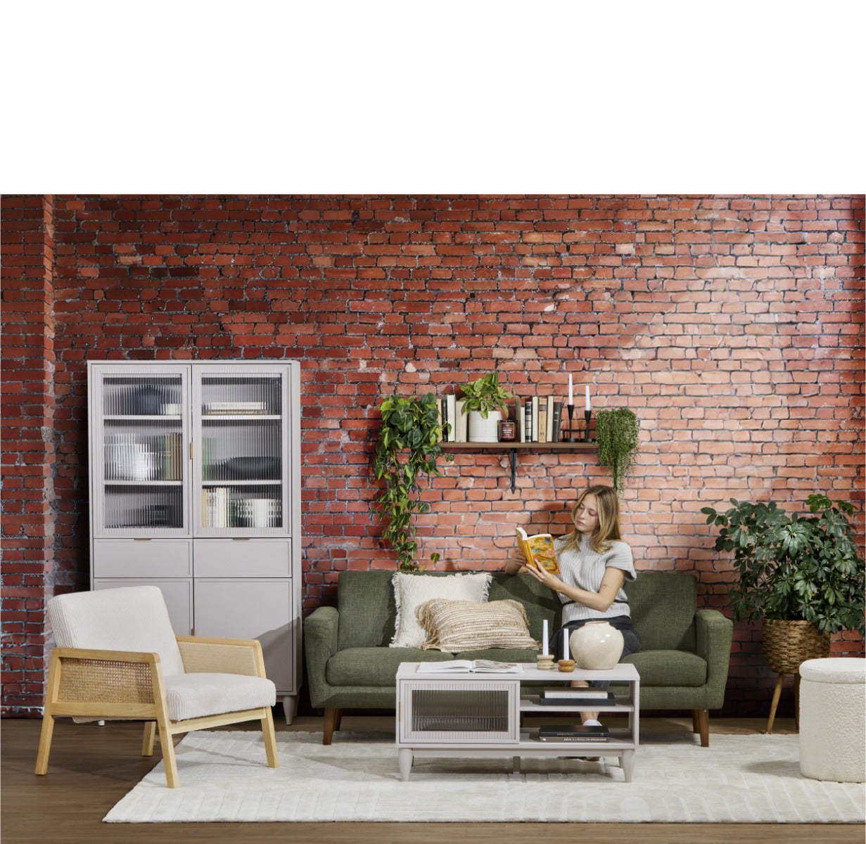 Allessio coffee table and sideboard hutch