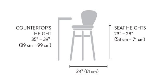 Counter Stools - COUNTERTOP'S HEIGHT 35" - 39" (89 cm - 99 cm) - SEAT HEIGHTS 23"- 28" (58 cm - 71 cm)
